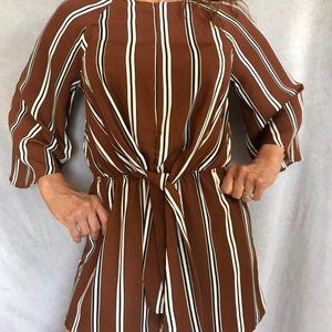 Brown jumper with white stripes